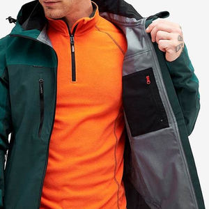 แจ็คเก็ตซอฟต์เชลล์แขนยาวสำหรับผู้ชาย MOQ ต่ำ มีกระเป๋า ฮู้ด และผ้าระบายอากาศ เหมาะสำหรับกิจกรรมกลางแจ้งสำหรับผู้ใหญ่ - Product Image 2