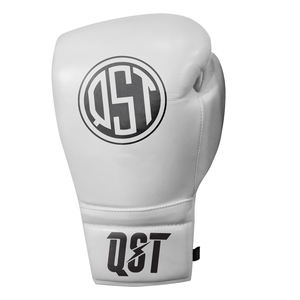 Gants de boxe professionnels blancs en cuir PU respirant, anti-humidité, à lacets, personnalisables, pour entraînement et compétition, QST - Product Image 3