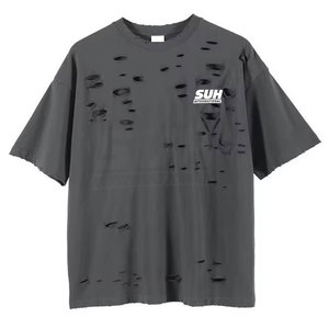 เสื้อยืดผู้ชายผ้าฝ้ายแท้ 100% พิมพ์ลายแบบดิสเทรส คุณภาพสูง คอกลม ทรงหลวม เป็นมิตรกับสิ่งแวดล้อม ระบายอากาศได้ดี - Product Image 1