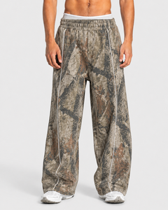 Ensemble de survêtement camouflage surdimensionné pour homme OEM Contrastline, en molleton de coton premium, avec sweat à capuche à passepoil contrastant et pantalon de jogging à jambes larges - Product Image 5