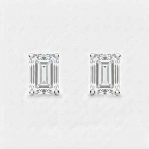 Pendientes de Plata de Ley al por Mayor con Incrustaciones de Topacio Blanco Corte Esmeralda, Bañados en Rodio, Regalo Romántico para Fiestas y Bodas - Product Image 2