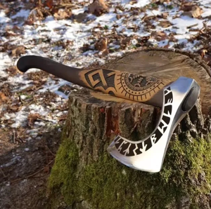Hacha Tomahawk LEGACY BLADES Hecha a Mano con Mango de Madera y Hoja de Acero con Alto Contenido de Carbono, Herramienta de Supervivencia para Exteriores, Fabricante OEM - Product Image 1