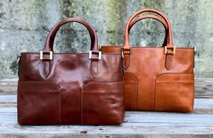 Sac fourre-tout en cuir véritable fait main de haute qualité avec fermeture éclair et dessus ouvert, design élégant marron - Product Image 2
