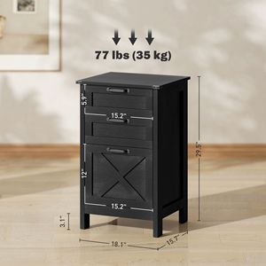 Armadietto verticale da ufficio nero anticato con 3 cassetti, stile rustico/country, per documenti formato A4/Letter - Product Image 3