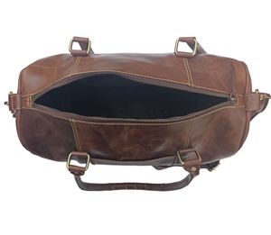 Sac de voyage mini en cuir véritable pleine fleur Crazy Horse fait main pour le week-end et les nuits - Product Image 1
