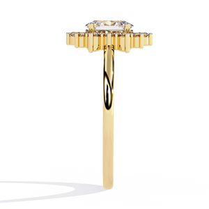 Anillos de Compromiso y Aniversario Minimalistas con Diseño Floral, con Diamantes Cultivados en Laboratorio de Corte Ovalado y Redondo, Anillo de Oro Sólido de 14K - Product Image 2