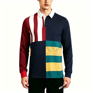 เสื้อโปโลรักบี้ผู้ชายสีสันตัดกัน แขนยาว พิมพ์ลายแบบซับลิเมชั่น ระบายอากาศได้ดี ปกคอพับ ทรงปกติ สำหรับผู้ใหญ่ เล่นกีฬา - Product Image 1