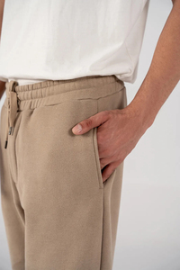 Men's Khaki Sweatpants Elastic Waist Drawstring Casual Joggers With Side Pockets Midweight Cotton Autumn Wear - Product Image 6