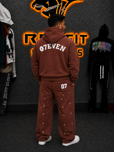 Ensemble sweat-shirt et pantalon de jogging pour homme, en coton brodé, tissu molletonné français, vêtements décontractés pour homme, automne - Product Image 2