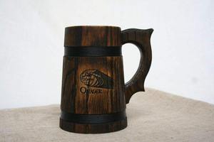 Jarra de Cerveza de Madera Hecha a Mano, Jarra de Madera de Primera Calidad para Amantes de la Cerveza, Incluye Bolsa de Regalo Medieval, Varios Tamaños - Product Image 2
