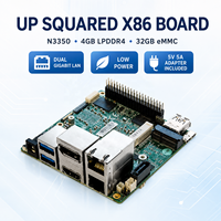 Carte de développement AAEON up Squared N3350 X86 en stock, 4 Go LPDDR4, 32 Go EMMC, double LAN Gigabit, Win10, faible consommation avec adaptateur 5V 5A