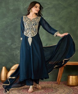 Stitched Eco-Friendly Four-Season Pakistani Modest Two-Piece Chiffon Dress for Women with Long Dupatta SHIVAM- ARUSHI 86354 - Product Image 2