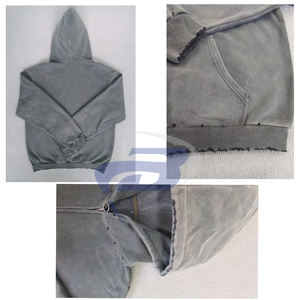 Sweat à capuche court zippé pour femme, style vintage, délavé, 100% coton, streetwear Y2K - Product Image 3