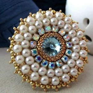 Elegant Handmade Floral Embroidery Beaded Brooch Pin-Customizable Design Unisex Wedding Gift - Product Image 4