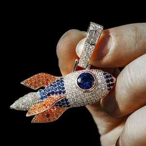 Colgante de Cohete Iced Out Personalizado de Plata 925 con Moissanita, Joyería Hip Hop, Colgante Bling para Hombre, Joyería Fina - Product Image 4