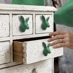 Poignée de meuble en fonte en forme de lapin vert, contemporaine, pour tiroirs de cuisine et de salon, décoration de meubles, installation facile - Product Image 3