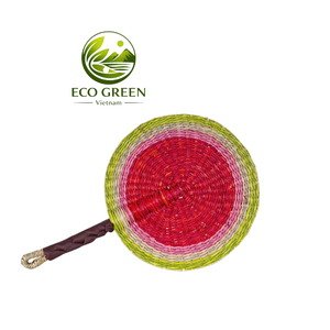 Éventail artisanal bohème en jonc de mer, multicolore, de forme ovale ou ronde, décoratif pour la maison, les mariages, les fêtes ou comme cadeau - Product Image 1