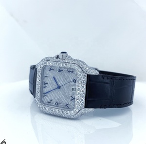 Reloj Mecánico Cuadrado Personalizado de 20 mm con Correa de Acero Inoxidable, Esfera Árabe, Cronógrafo de Moissanita, Reloj de Diamantes, Estilo Antiguo para Hombre - Product Image 3