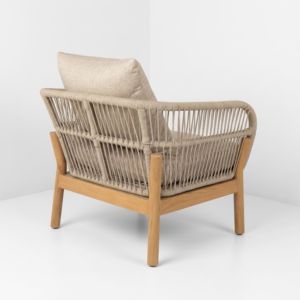 Scandinavian Outdoor Rattan Armchair One Seat <b>Garden</b> <b>Sofa</b> With <b>Cushion</b> UV Resistant PE Rattan Durable Wooden Frame - Product Image 4