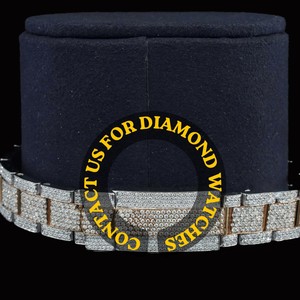 Handcrafted Two Tone Stainless Steel Custom Round Dial With Auto Date Features Full Iced Brilliant Cut Moissanite Diamond Watch - Product Image 5