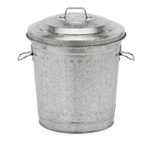 Poubelle en fer galvanisé argenté avec couvercle pour poubelles hautes artisanales d'intérieur et d'extérieur, seau à déchets en métal en promotion - Product Image 4