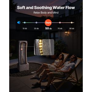 Fuente de Agua para Exteriores de 38.58 Pulgadas de Altura, Estilo Cascada de 1 Nivel con Base de Roca y Luces LED - Product Image 4
