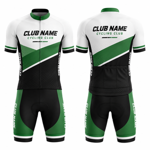 Ensemble de maillots de cyclisme personnalisés MEGAMAPLE pour hommes, blanc, vert, noir, imprimé par sublimation, respirant, polyester, uniforme d'équipe adulte, sans couture - Product Image 1