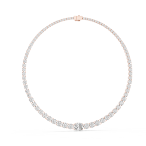 Collier en or rose plaqué avec diamants de laboratoire, chaîne à maillons et pendentif pour mariage, fête ou cadeau - Product Image 1