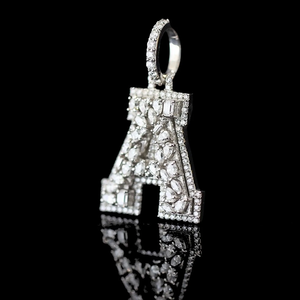Colgante de letra A con incrustaciones de moissanita, estilo diamante, amuleto inicial de lujo, joyería hip hop, colgante de alfabeto llamativo - Product Image 3