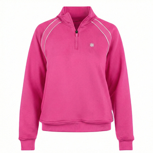 Women's Custom Made Scrub Jacket Half Zip <b>Mock</b> <b>Neck</b> Sweatshirt Wholesale B2B Medical Uniform Ribbed Cuffs Pullover Scrub Jackets - Product Image 5