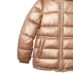 AMDAA ENTERPRISES Women Quilted Jacket Hooded Full Sleeve Solid Color Metallic Rose Gold Winter <b>Coat</b> <b>Zipper</b> Closure Lightweight - Product Image 4