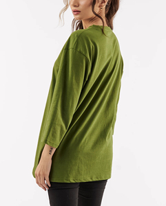 Camiseta de Algodón de Manga Corta para Hombre, Cuello Redondo, Color Verde Sólido, Estilo Casual, Logotipo Frontal, Secado Rápido, Transpirable, Tejido de Punto - Product Image 2