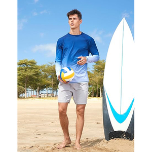 Maillot de bain unisexe sans manches, dégradé bleu et blanc, polyester/nylon 160g, séchage rapide, respirant, anti-UV - Product Image 4