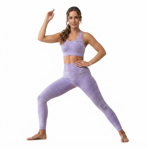 Conjunto de Yoga Lavanda con Efecto Ácido para Mujer: Sujetador Deportivo y Leggings de Cintura Alta para Gimnasio, Fitness y Entrenamiento - Product Image 3