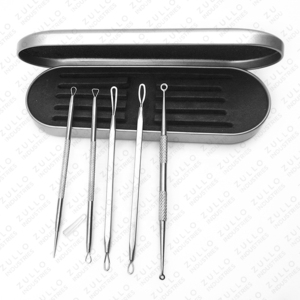 Professional 5 Piece Stainless Steel Blackhead Acne Extractor Kit Waterproof Pore Cleaner for Facial Skin Care - Product Image 4