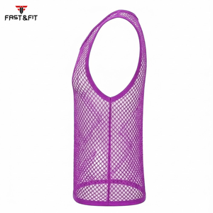 Factory Price Breathable Men Sports Mesh Sleeveless Mesh <b>Singlets</b> for Men Transparent Vest for Sale Transparent Vest - Product Image 6