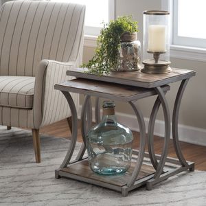 Handmade Iron <b>Nesting</b> <b>Table</b> With Wooden Top Set For Rustic Industrial Living Room Furniture Decoration - Product Image 6