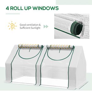 Serra da Giardino Portatile 6x3x3 ft con Due Coperture in PE/PVC e 2 Finestre Avvolgibili, Vetro Temperato Ecologico e Telaio in Legno - Product Image 6