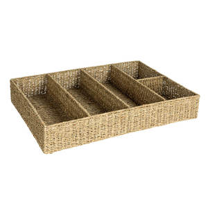 Plateau sectionnel en jonc de mer tissé à la main naturel pour cuisine et salle à manger Organisation Camping Accessoire de cuisine - Product Image 1