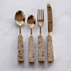 Juego de Cubiertos de Diseño Único, Juego de Cubiertos de Acero Inoxidable con Acabado Espejo, Duradero, Moderno, para Bodas, 5 Piezas, Apto para Lavavajillas - Product Image 5