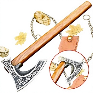 Hacha de Batalla Vikinga Hecha a Mano Personalizada, Grabada en Acero al Carbono, Hacha Nórdica con Mango de Madera de Fresno y Funda de Cuero - Product Image 1