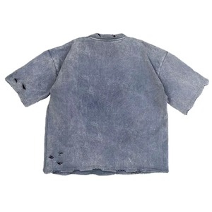 เสื้อยืดคอกลมแขนสั้นทรงโอเวอร์ไซส์สำหรับผู้ชาย สีเทาเข้ม ผ้าคอตตอนเจอร์ซีย์ สไตล์สตรีท ลุคซักยืด ดีไซน์เรียบง่าย - Product Image 5
