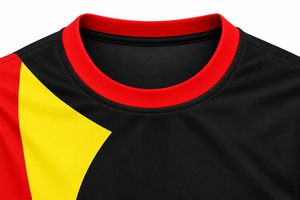 Tenue de football pour hommes, noir, rouge, jaune, couleurs contrastées, manches courtes, kit respirant, toutes saisons - Product Image 3