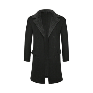 Manteau d'hiver pour homme en laine marron, double boutonnage, col à revers cranté, col en fourrure, longueur genou - Product Image 4