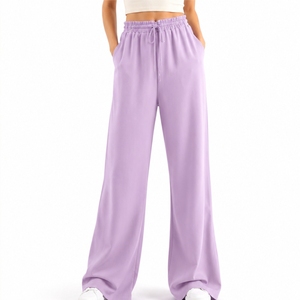 Pantalon de détente à jambes larges pour femmes, taille plus, confortable, style décontracté moderne, coton doux et confortable - Product Image 1