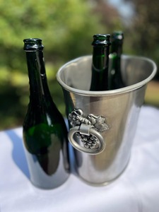Cubeta de hielo plateada básica con asa de diseño de cuerda para enfriador de vino, eventos de jardín y uso en mostradores de clubes, desde India - Product Image 2