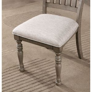 Sedie da Pranzo in Legno Massello Grigio Anticato, 2 Pezzi, Stile Transizionale con Gambe Tornite e Rivestimento in Tessuto per Arredamento Sala da Pranzo - Product Image 3