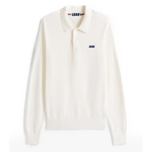 Polo à manches longues de qualité supérieure en cachemire pour homme, respirant, en coton Pima, décontracté, avec logo personnalisé, marque privée - Product Image 6