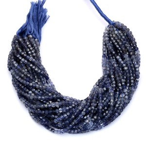 AAA+ Iolite 4mm-5mm Cube Faceted Beads Natural Multi Blue Iolite Semi Precious Gemstone 3D Box Briolette Fancy Beads For Jewelry - Product Image 2