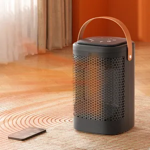 Mini Portable Personal Desktop Vertical Space Air Hot PTC Ceramic Electric Fan Heater With Handle Remote Control For Office Home